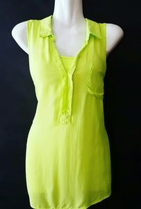 Neon Sleevless Blouse & Sports Bra Set